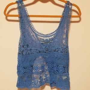 Kimchi Blue light blue crocheted top size XS/S